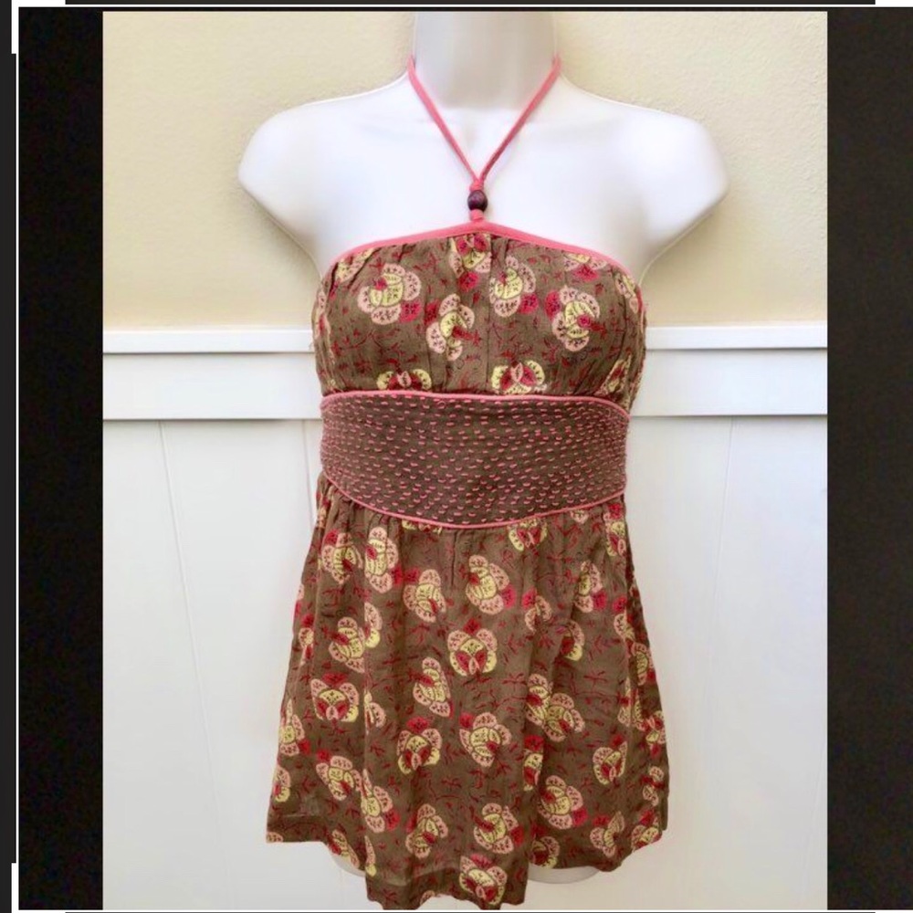 Hippie style Free People halter tank top.